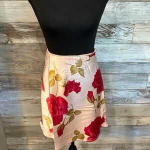 NWT Chic Floral Silky Mini Skirt in Pink and Green